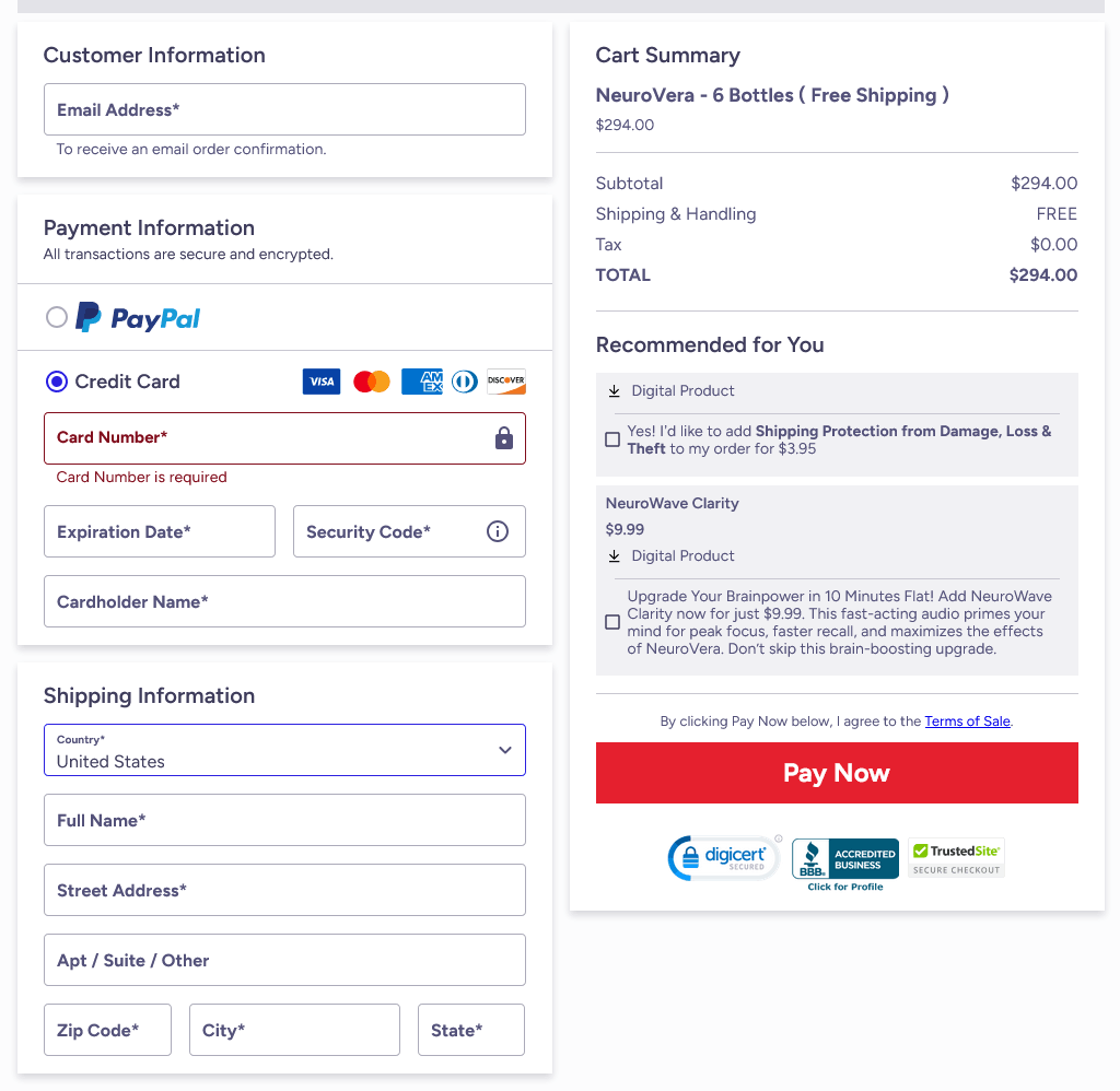 NeuroVera Secure Checkout